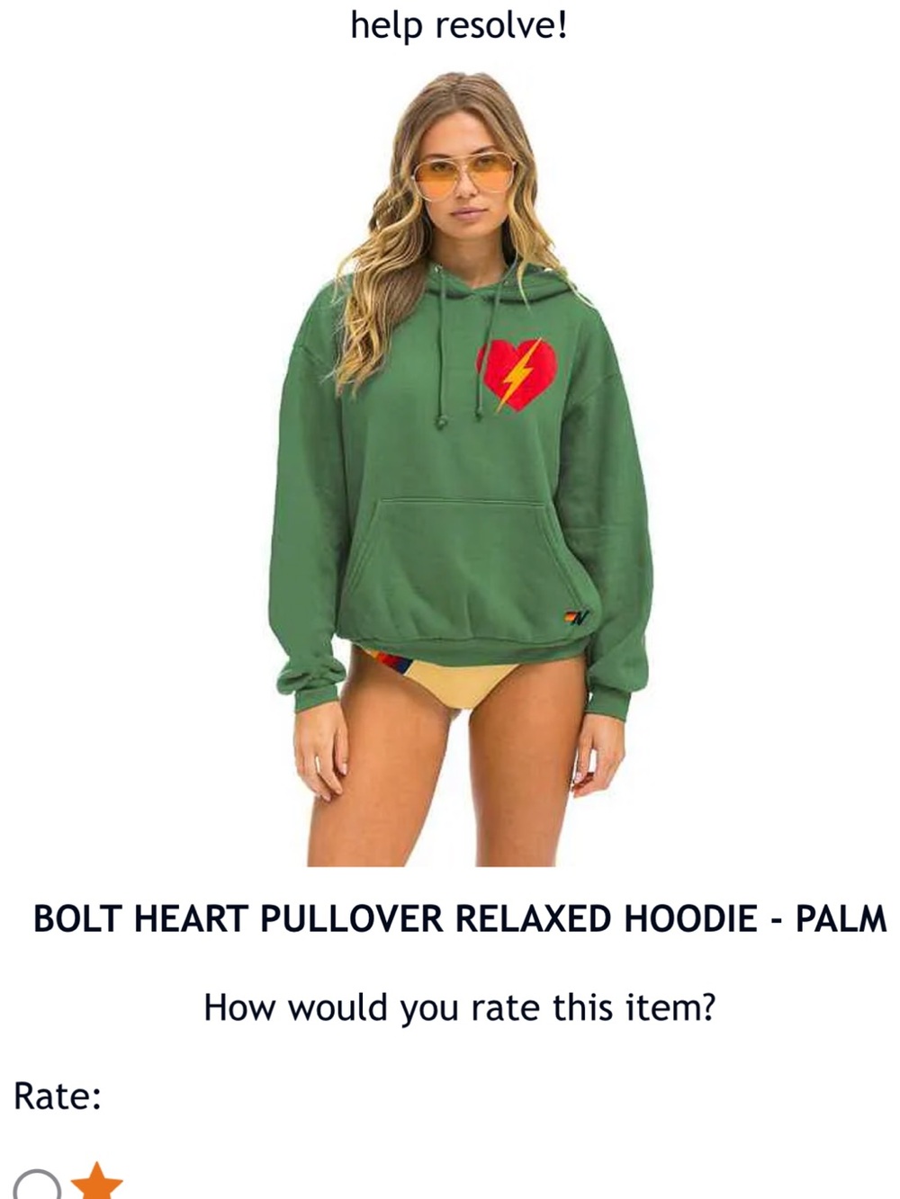 Aviator Nation Bolt Heart Pullover Relaxed Hoodie - Palm - Unisex M